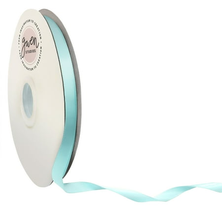 UPC: 0810056349547 | Light Blue Double Faced Satin Ribbon for Crafts  3/8  x 100 Yards by Gwen Studios