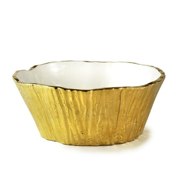 Leeber 69003 10,5 Po Écorce d'Arbre Porcelaine Bol de Service&44; Or