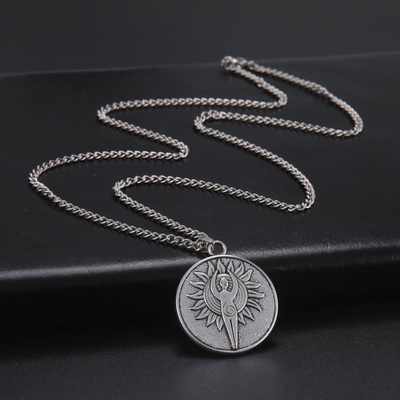 TEAMER Wiccan Spiral Goddess Pendant Necklace For Women Vintage Antique Silver Color