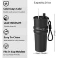thumbnail image 2 of 24 oz Stainless Steel Tumbler with Lid and Straw Insulated Water Bottle Leak Proof for Hot and Cold Portable Travel Coffee Mug Reusable Coffee Cup Black, 2 of 6
