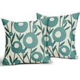 thumbnail image 2 of Teal Pillow Covers 18x18 Set of 2 Spring Summer Floral Minimalist Art Geometry Flower Modern Style Decorative Throw Pillow Cases Outdoor Farmhouse Decor for Sofa Couch Bed, 2 of 6