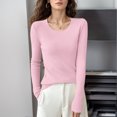 thumbnail image 3 of Sweaters for Women 2025 Fall Winter Long Sleeve Round Neck Slim Fit Knit Jumper Tops Womens Pullover Sweaters, 3 of 4