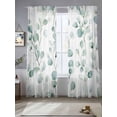 thumbnail image 3 of Watercolor Plant Sheer Curtains 84 inches Long 2 Panels Set Green Eucalyptus Leaf Farm Sheer Window Curtain Rod Pocket Voile Drapes for Living Room/Bedroom, Each 52" W x 84" L, 3 of 7