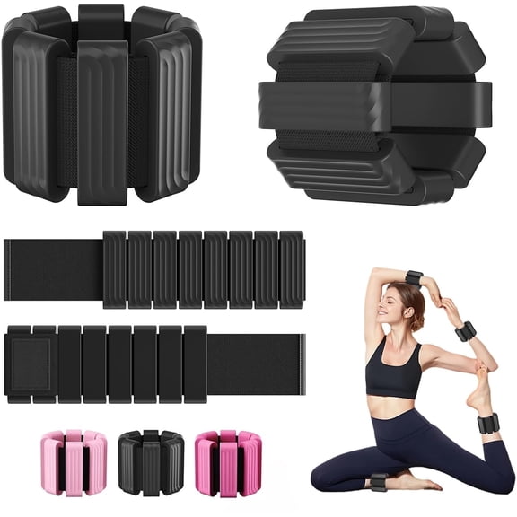 TaitWay 2Pcs Ankle & Wrist Weights Set, Adjustable Wrist Weight Bracelets, Fitness Essential, Black, 2Lb/1Pair