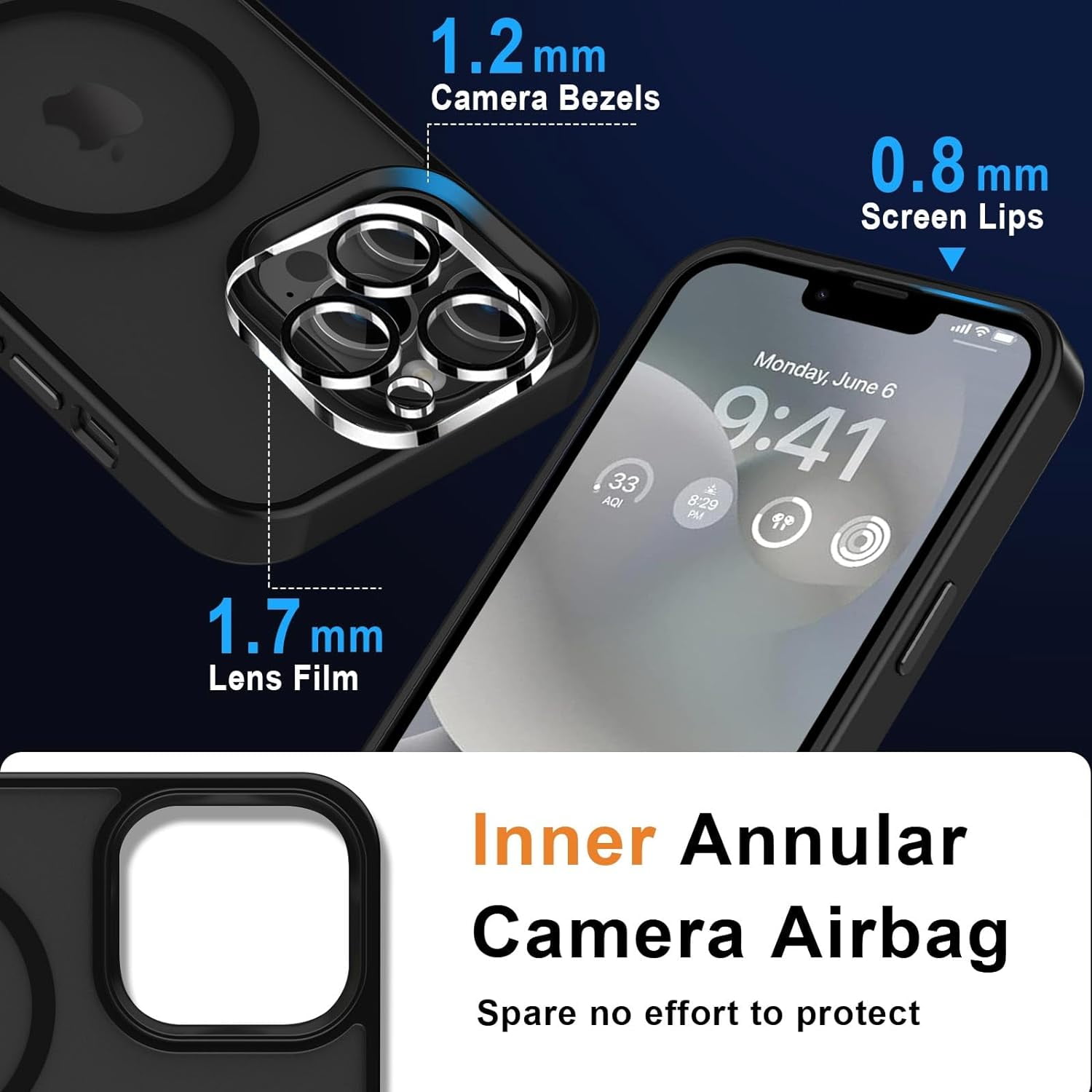 Designed For Compatible with Magsafe for Apple iPhone 12 Pro Max Magnetic Case with Screen Protector+Camera Lens Glass, Heavy Duty Slim Shockproof Magnetic Case for iPhone 12 Pro Max, Black