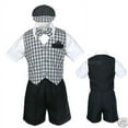 thumbnail image 4 of INFANT BOY & TODDLER  FORMAL  BLACK CHECKER VEST SHORTS SUIT S M L XL 2T 3T 4T, 4 of 5