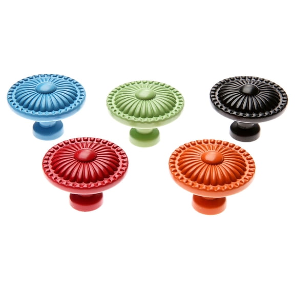 Vintage Furniture Knobs Round Kitchen Door Drawer Cupboard Pull Handle Flower shape Cabinet Handles Zinc Alloy Red Blue Black