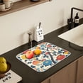 thumbnail image 5 of Yayeee Dish Drying Mat for Kitchen Counter 16" x 18" Microfiber Super Absorbent Coffee Decorative Pad, Vibrant Japanese Flowers, 5 of 9