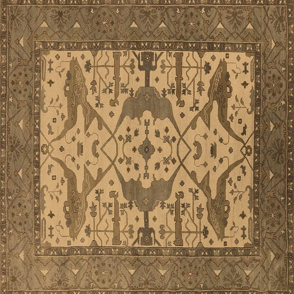 Ahgly Company Indoor Square Oriental Brown Industrial Area Rugs, 4' Square