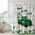 thumbnail image 4 of St. Patrick's Day Bathroom Shower Curtains with 12 Hooks Polyester Waterproof Shower Curtain for Stalls and Bathtubs Green Lucky Grass Truck Grey Wooden Decorative Bathroom Curtain 72x72 Inches, 4 of 9