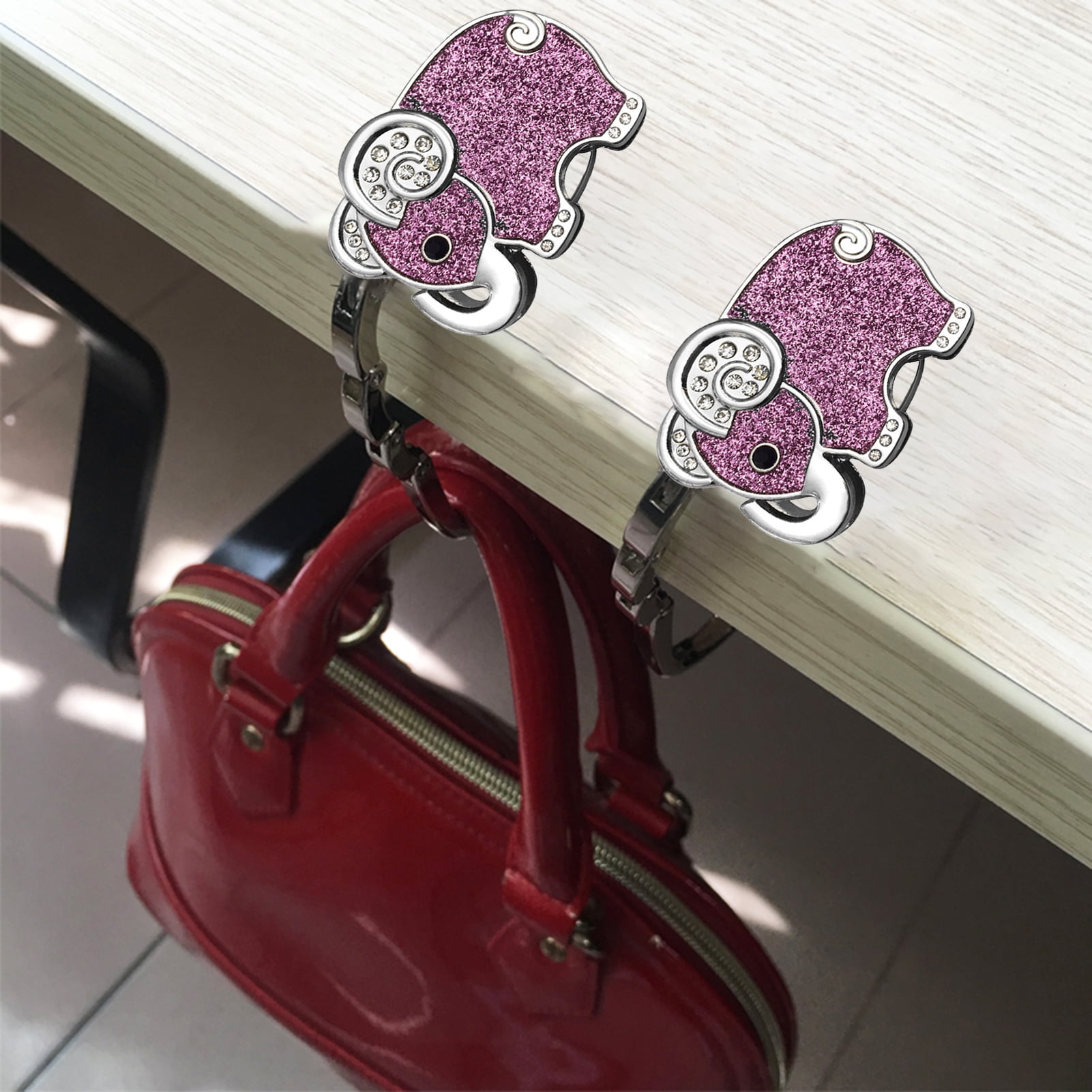 Travelwant Purse Hook Long Handbag Hanger for Table Desk, Creatiee Portable Bag Holder Under Counter Handbags Hook for Women Girl, Women's, Size