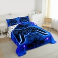 thumbnail image 3 of Castle Fairy Boys Blue Video Game Twin Comforter Sets,Geometric Honeycomb Bedding Set, 3 of 8