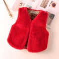 thumbnail image 4 of Letdown Kids Girls Plush - Vest Winter Padded Open Front Sherpa Sleeveless Outerwear Toddler Thick Fuzzy Warm Jackets (Red,9-10 Years), 4 of 5
