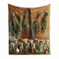 thumbnail image 1 of Spice Soft Flannel Fleece Throw Blanket, Dried Herbs and Pepper Hanging and Ingredients in Jars on a Wooden Background, Cozy Plush for Indoor and Outdoor Use, 70" x 90", Multicolor, by Ambesonne, 1 of 6