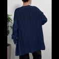 thumbnail image 4 of Cárdigan de Punto para Mujer, Larga, Abierto, con Botones, Suéter de Punto Azul Marino M, 4 of 7