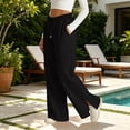 thumbnail image 5 of YODETEY Women's Drawstring High Waisted Sweatpants with Pockets,Womens Split Hem Wide Leg Sweatpants,Women’s Black,Size S-2XL, 5 of 9