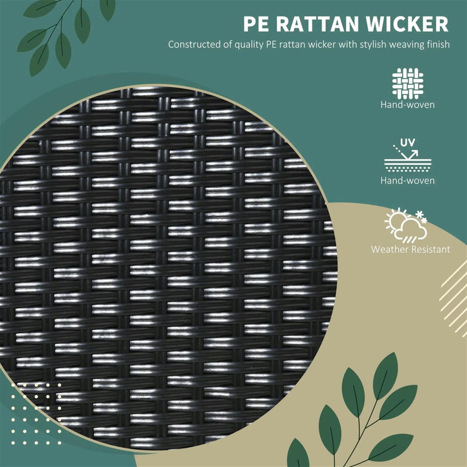 Demi Bonn Outdoor Dining Chairs Set of 4 with Backrest, PE Rattan Patio Dining Room Chairs with Cushion for Garden, Backyard, Lawn, Black