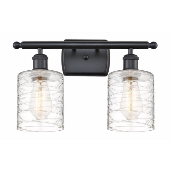 516-2W-BK-G1113-LED-Innovations Lighting-Cobbleskill - 2 Light Bath Vanity In Art Nouveau Style-9 Inches Tall and 16 Inches Wide Matte Black Clear
