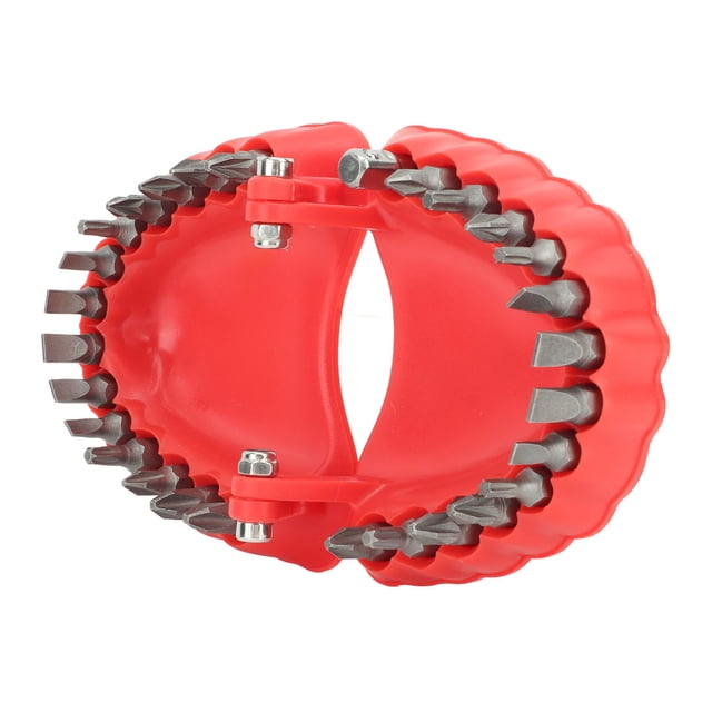 Soporte De Bits De Dentadura Postiza, Organizador De Escritorio De Escultura De Dentadura Postiza Elegante, 28 Hoyos Rojos Para Almacenamiento De Brocas, Metal/plástico