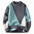 thumbnail image 1 of Blusas y camisas de manga larga con cuello redondo para hombre, suéter de camisa de dos piezas de punto liso con cuello redondo falso para hombre, blusa de poliéster para hombre, 1 of 2