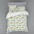 thumbnail image 2 of Floral Duvet Cover Set, Doodle Style Mother Earth Background with Various Leaf Dandelions Tribal Boho Design, Bedding Set with Shams and Fitted Sheet, 3 Sizes, by Ambesonne, 2 of 3