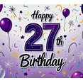 thumbnail image 3 of Purple Themed 27th Birthday Banner with Balloons Stars and Confetti Background Party Supplies Photography Props Birthday Decoration Birthday Party Decorations, 3 of 6