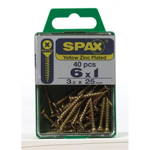 Spax 4101020350252 14 x 3.5 in. Multi-Material Yellow Flat Head Spax Screws Box of 40 - pack of 5