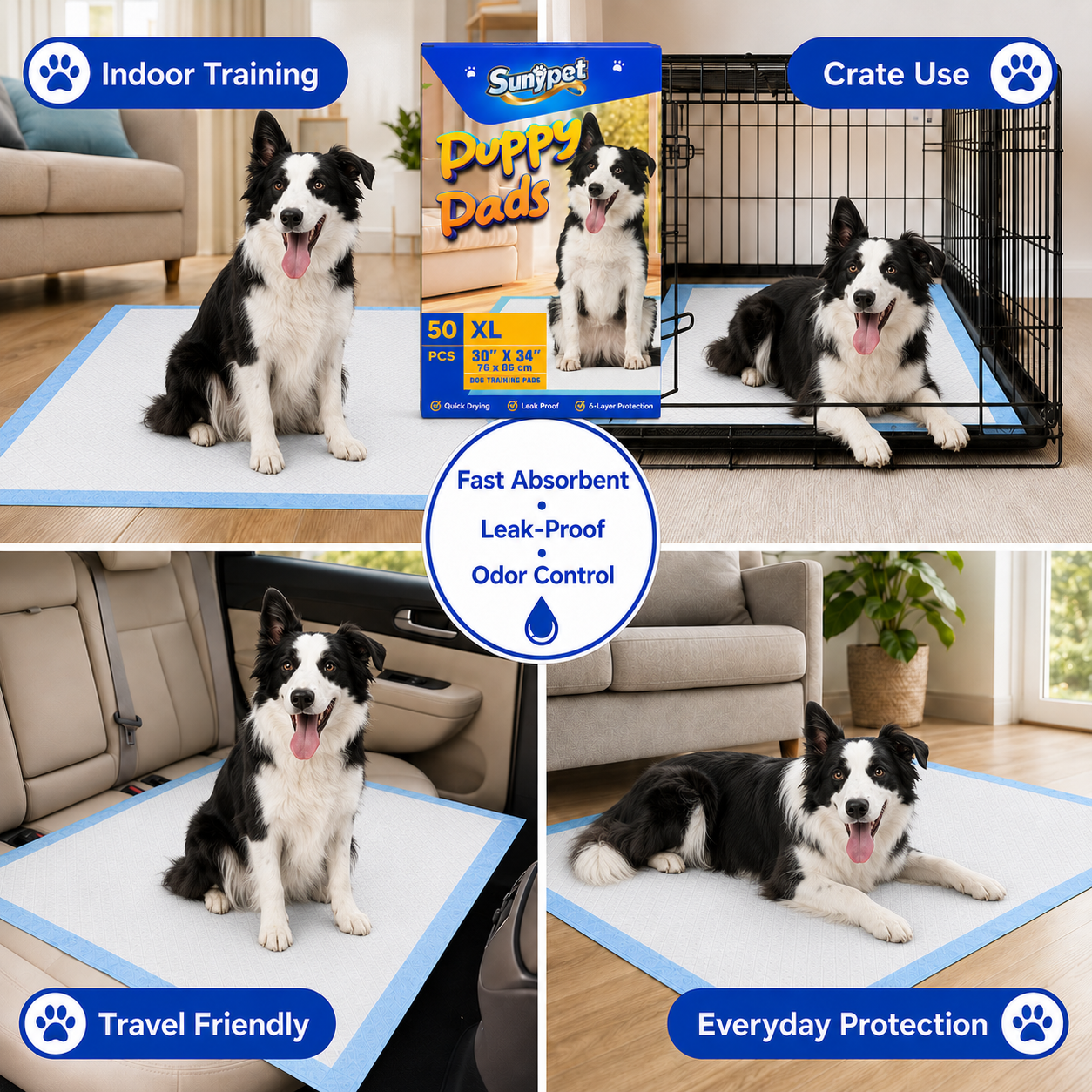 Sunypet Puppy Pads Disposable, XL 30"x34", 50 Count photo 6