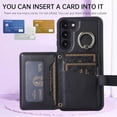 thumbnail image 3 of Phone Case for Samsung Galaxy S23 Plus S23+ 5G Wallet Cover with Screen Protector and Ring Stand Card Holder Slot Crossbody Strap Cell S23plus 23S + S 23 23+ SM-S916U 6.6 inch Women Girls Men Black, 3 of 13