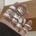 thumbnail image 1 of 925 anillos de plata esterlina para mujer pareja minimalista hecho a mano Simple brillante Inter anillo conjunto joyería de fiesta regalo prevenir alergias, 1 of 2