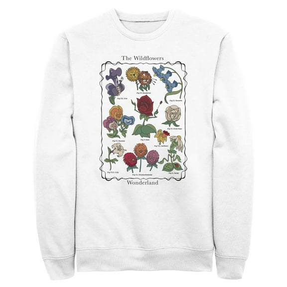 Men's Alice in Wonderland The Wildflowers Chart Sweatshirt White 3X Large