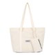 thumbnail image 1 of Bolsa Tote De Pana Bolso de pana para mujer Bolso informal de viaje de invierno de gran capacidad (blanco), 1 of 9