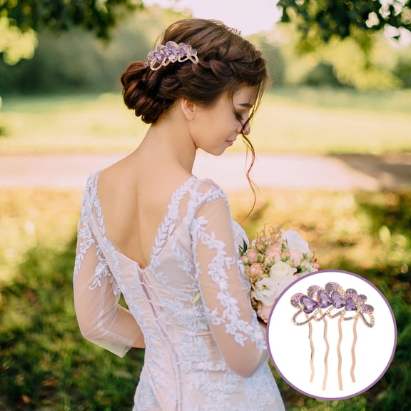 LEORX Bride Hair Accessories Wedding Hair Clip Purple 1 Pcs