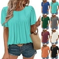 thumbnail image 1 of Camisas de encaje,Camiseta de manga corta para mujer, top informal con cuello en V, blusa de poliéster con cuello redondo, ligera, suave y cómoda, para usar en casa, sopatenor, 1 of 9