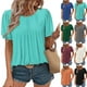 thumbnail image 1 of Tops de manga larga,Camiseta de manga corta para mujer, top informal con cuello en V, blusa de poliéster con cuello redondo, ligera, suave y cómoda, para usar en casa, sopatenor, 1 of 9