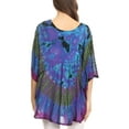 thumbnail image 2 of Sakkas Sunia Tie Dye Caftan Sleeve Blouse | Cover Up - Turquoise - One Size, 2 of 5