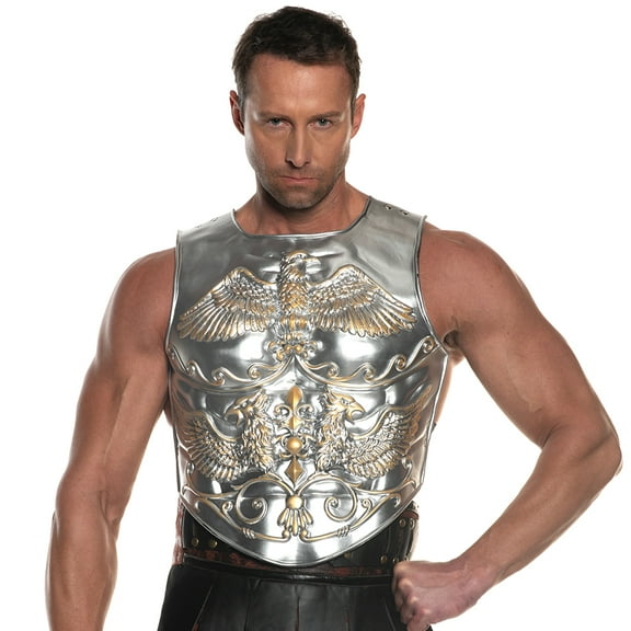 UNDERWRAPS Foam Medieval Chest Armor - One Sided Metallic Chest Armor Plate, Renaissance Body Armor with Elastic Back, Renaissance Accessories Gladiator Costume