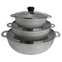 IMUSA 1.5/2.5/5.2qt Cast Aluminum Caldero 3pc Set with Glass Lid - 18/22/28cm