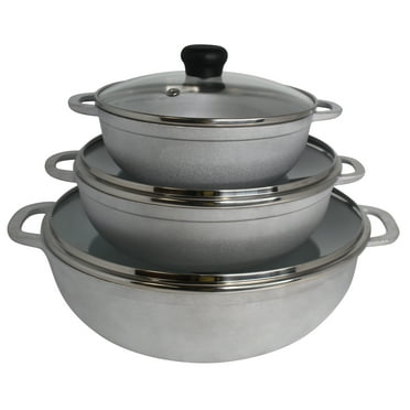IMUSA 1.5/2.5/5.2qt Cast Aluminum Caldero 3pc Set with Glass Lid - 18/22/28cm