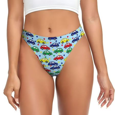 Adobk Transport Print Seamless Women Underwear Thongs No Show Ladies Thong No Line Breathable Comfortable Panties Undies for Women-Medium