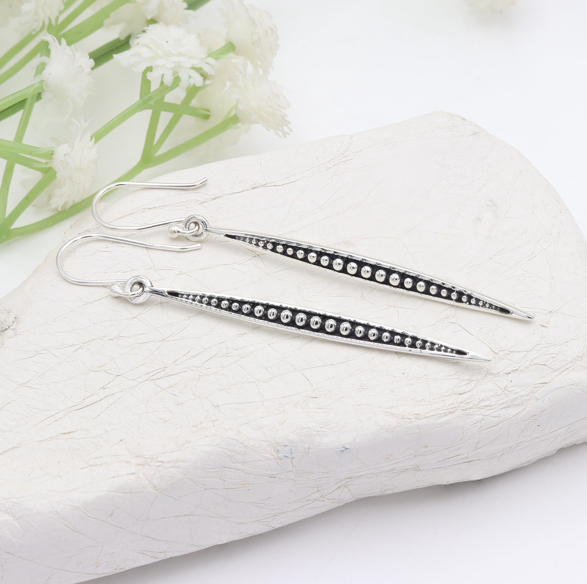 Sterling Silver Earrings Minimalist Long Dangle Earrings Drop Hanging Hook Jewelry for Woman