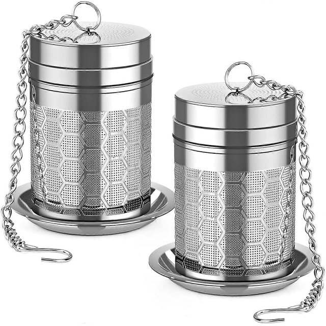 Infusores de té para té suelto (paquete de 2), juego de coladores de acero inoxidable 18/8, malla extrafina para preparar té, especias y condimentos.