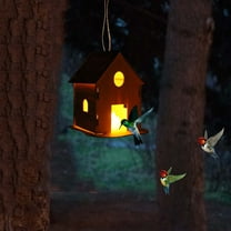 Qonioi DIY Wooden Bird House, Assembled Bird Box with Viewing Hole for Outdoor Garden, Wood Bird Cage Feeder