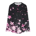 thumbnail image 6 of Uootdi Long Sleeve Shirts for Women Casual Crewneck Loose Tunic Tops Retro Floral Maple Leaf Graphic Tees Gift Fall Fashion Work B, 6 of 8