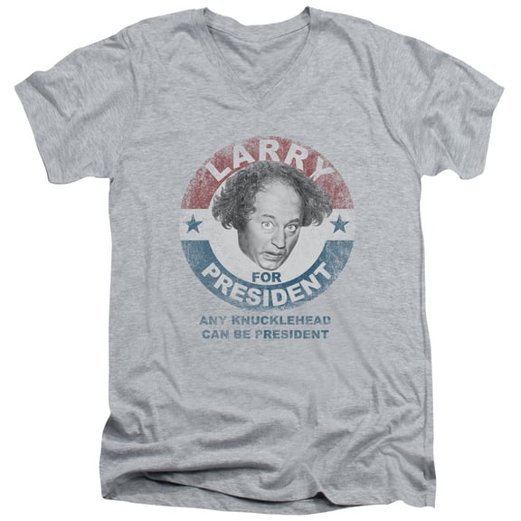 Three Stooges - Larry For President - Slim Fit V Neck Shirt - Small