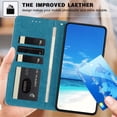 thumbnail image 5 of For Apple iPhone 16 Pro 6.3" Flower Embossed Buckle Case, Card Slots/Pocket, PU Leather Flip Wallet Case With Short Wrist Strap,Blue,For iPhone 16 Pro, 5 of 7