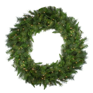 Pre-Lit Royal Oregon Pine Artificial Christmas Wreath - 24-Inch Clear ...