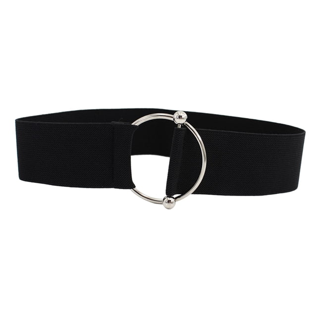 Mujeres señoras cintura cinturón pretina estilo retro hebil redon Negro Zulema Cinturón ancho elástico