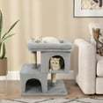 thumbnail image 4 of Gymax 25.5'' Cat Tree w/2 Large Condo Padded Top Perch Sisal Scratching Posts for Cats Light Gray, 4 of 10