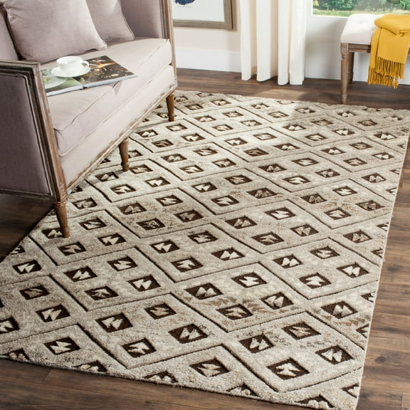 SAFAVIEH Challe Jessalyn Geometric Wool Area Rug, Grey, 8' x 10'